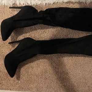 Thigh high suede boots